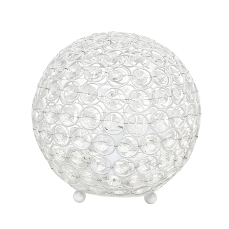 Elegant Designs 8 Inch Crystal Ball Sequin Table Lamp, White LT1026-WHT
